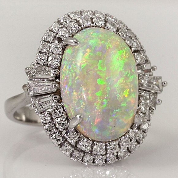 ✨ 925 Silver Plated Shiny Super Large Oval Gemstone Ring for Women, VIP038 - Picture 2 of 5